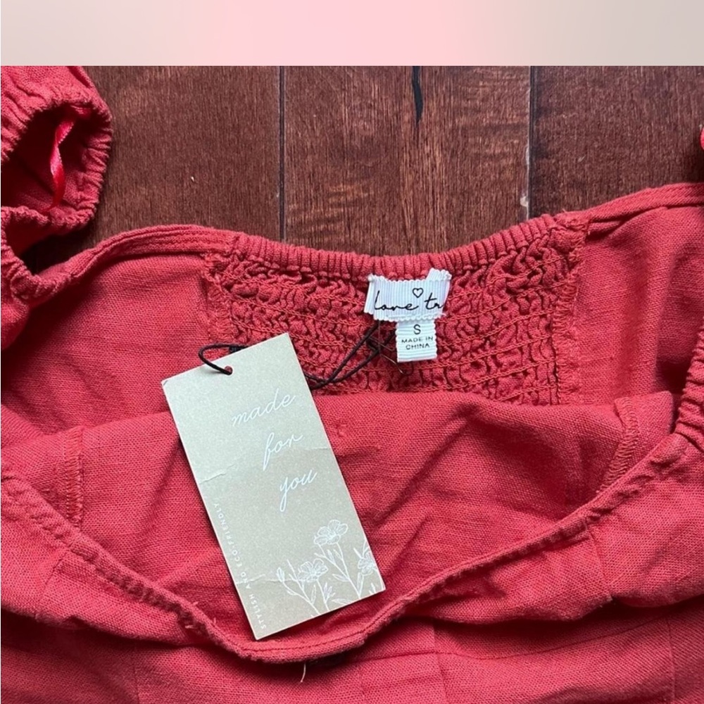 Red Linen Button Down Dress - Picture 8 of 9